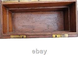 Vintage Old Antique Wood Brass Fittings Slide Lock System Wooden Jewelry Box