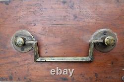 Vintage Old Antique Wood Brass Fittings Slide Lock System Wooden Jewelry Box