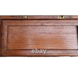 Vintage Old Antique Wood Brass Fittings Slide Lock System Wooden Jewelry Box