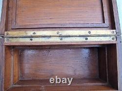 Vintage Old Antique Wood Brass Fittings Slide Lock System Wooden Jewelry Box