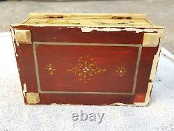 Vintage Old Handmade Jungle Hunting View Bone Fitted Wooden Jewelry Box J98