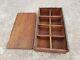 Vintage Old Primitive Handcrafted 8 Compartments Spice Keeping Wooden Box W728