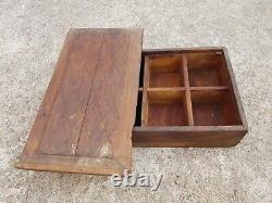 Vintage Old Primitive Handcrafted 8 Compartments Spice Keeping Wooden Box W728