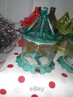 Vintage Original Box 12 Birdcage Spinner Twinkler Plastic Motion Xmas Ornaments