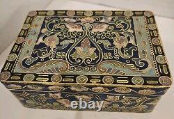 Vintage Ornate Cloisonne Enameled Floral Gold Guilded Jewlery Box