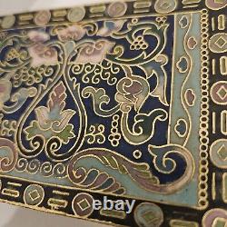 Vintage Ornate Cloisonne Enameled Floral Gold Guilded Jewlery Box