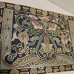 Vintage Ornate Cloisonne Enameled Floral Gold Guilded Jewlery Box