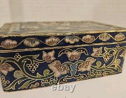 Vintage Ornate Cloisonne Enameled Floral Gold Guilded Jewlery Box