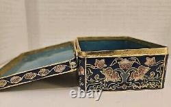 Vintage Ornate Cloisonne Enameled Floral Gold Guilded Jewlery Box