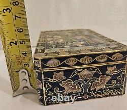 Vintage Ornate Cloisonne Enameled Floral Gold Guilded Jewlery Box