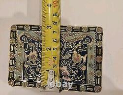 Vintage Ornate Cloisonne Enameled Floral Gold Guilded Jewlery Box