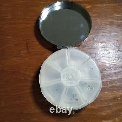 Vintage Ornate Silver Tone Trinket Pill Box Blonde Model With Saying Nice