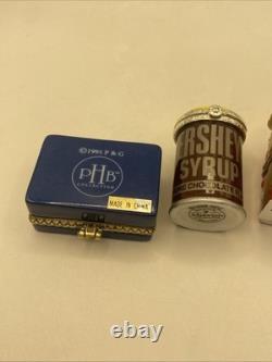 Vintage PHB Porcelain Trinket Boxes. Ivory Soap, Hersey Syrup & Mini Gift