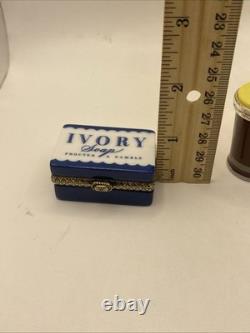 Vintage PHB Porcelain Trinket Boxes. Ivory Soap, Hersey Syrup & Mini Gift