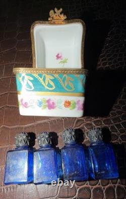Vintage Parisian Limoges Porcelain Trinket & Perfume Box Complete Set
