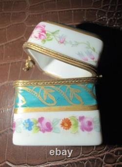 Vintage Parisian Limoges Porcelain Trinket & Perfume Box Complete Set