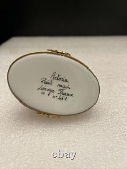 Vintage Peint Main France Artoria Limoges Welsh Corgi Dog Trinket Box