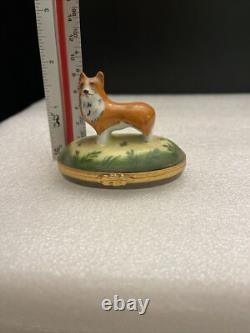 Vintage Peint Main France Artoria Limoges Welsh Corgi Dog Trinket Box