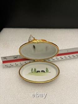 Vintage Peint Main France Artoria Limoges Welsh Corgi Dog Trinket Box