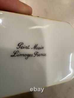 Vintage Peint Main Limoges France Trinket Box Dog And Bone