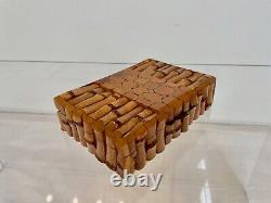 Vintage Pieced Bamboo Jewelry Trinket Box 1940s / 1950s