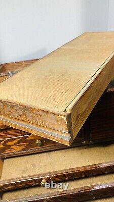 Vintage Pine Grain Box 9 Drawer Pine Wood Machinist Chest Tool tackle Box