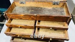 Vintage Pine Grain Box 9 Drawer Pine Wood Machinist Chest Tool tackle Box