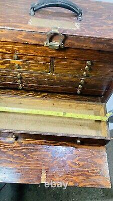 Vintage Pine Grain Box 9 Drawer Pine Wood Machinist Chest Tool tackle Box