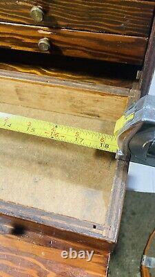 Vintage Pine Grain Box 9 Drawer Pine Wood Machinist Chest Tool tackle Box