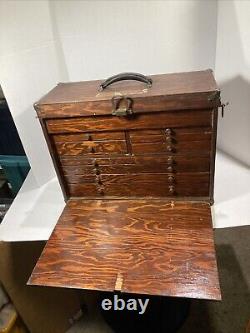 Vintage Pine Grain Box 9 Drawer Pine Wood Machinist Chest Tool tackle Box