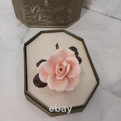 Vintage Pink Porcelain Rose Box Authentication letter Royal Worchester