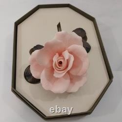 Vintage Pink Porcelain Rose Box Authentication letter Royal Worchester