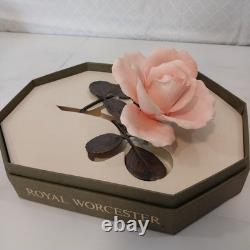 Vintage Pink Porcelain Rose Box Authentication letter Royal Worchester