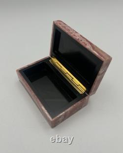 Vintage Pink Rhodochrosite and Onyx Hinged Trinket Box Well Matched Slabs