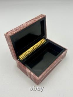 Vintage Pink Rhodochrosite and Onyx Hinged Trinket Box Well Matched Slabs