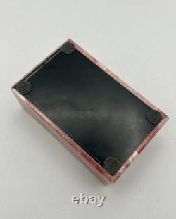 Vintage Pink Rhodochrosite and Onyx Hinged Trinket Box Well Matched Slabs