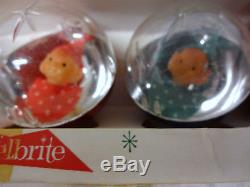 Vintage Pixie Elf ELVES By JEWELBRITE Unbreakable Christmas 5 Ornaments Box RARE