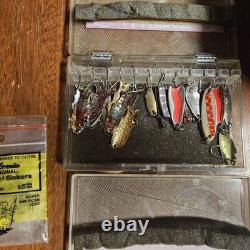 Vintage Plano 960 Tackle Box Loaded with Luhr Jensen Krocodile, Needlefish