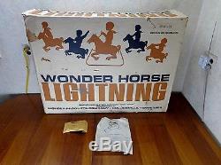 Vintage Plastic Wonder Horse Lightning CHEYENNE Rocking Spring Toy OG BOX PAPER