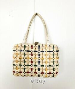 Vintage Plasticflex Plastic Flex Bag Purse Tile Box Purse 40s Primary Color