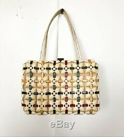 Vintage Plasticflex Plastic Flex Bag Purse Tile Box Purse 40s Primary Color