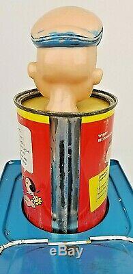 Vintage Popeye In The Music Box Jack In The Box Tin Litho Hand Wind Toy Spinach