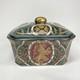 Vintage Porcelain Lion Trinket Jewelry Box 70s China Heraldic Style Rare #127