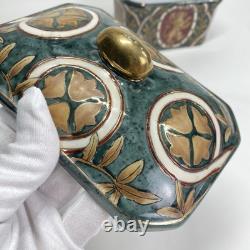 Vintage Porcelain Lion Trinket Jewelry Box 70s China Heraldic Style RARE #127