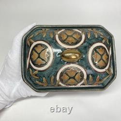 Vintage Porcelain Lion Trinket Jewelry Box 70s China Heraldic Style RARE #127
