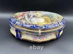 Vintage Porcelain Trinket Box Hand-Painted, Large, Andrea By Sadek Japan 11 L