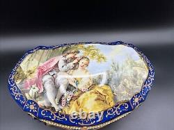 Vintage Porcelain Trinket Box Hand-Painted, Large, Andrea By Sadek Japan 11 L