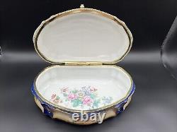 Vintage Porcelain Trinket Box Hand-Painted, Large, Andrea By Sadek Japan 11 L