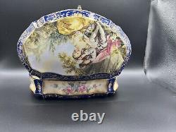 Vintage Porcelain Trinket Box Hand-Painted, Large, Andrea By Sadek Japan 11 L