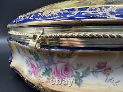 Vintage Porcelain Trinket Box Hand-Painted, Large, Andrea By Sadek Japan 11 L